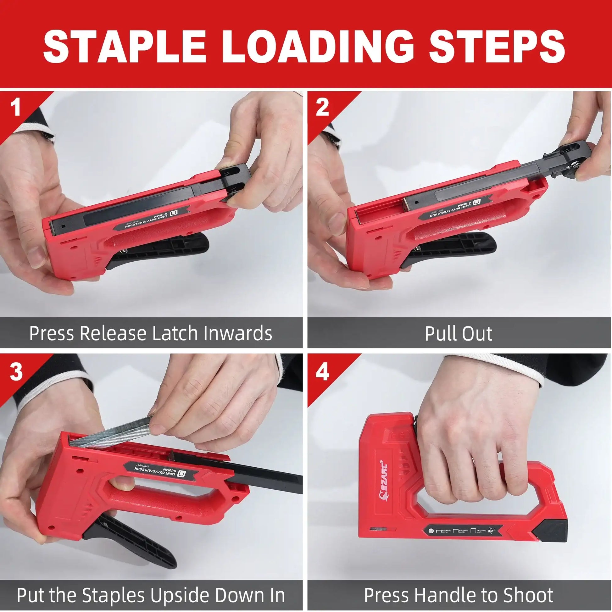 EZARC Hand Staple Gun Kit for Woodworking With 1000 Staples And Staple Remover, Light Duty Stapler And Nail Gun