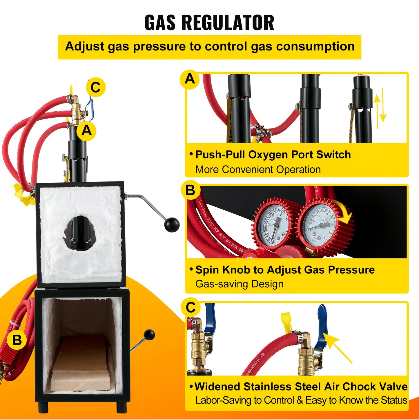 DE Gas Propane Forge round Square Blacksmith Melting Furnace 1/2/3 Burner for Knife & Metal Tool Making Gas Forge Kit