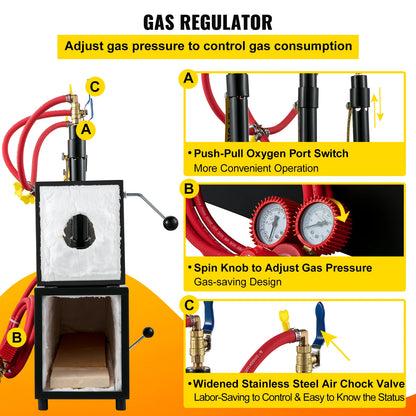 DE Gas Propane Forge round Square Blacksmith Melting Furnace 1/2/3 Burner for Knife & Metal Tool Making Gas Forge Kit