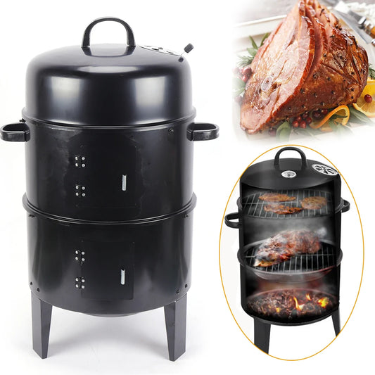 BBQ Smoker Oven Charcoal Smoker Smoker Cabinet Smoker Bin Thermometer for Outdoor Barbecue Meat Food