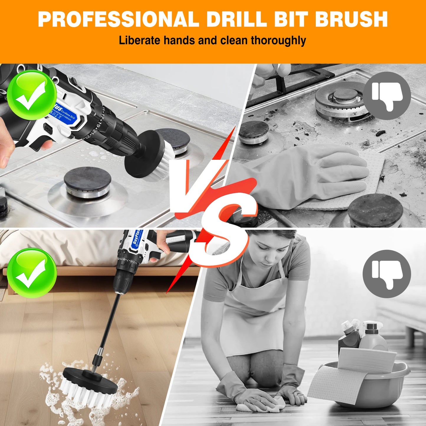 2-In-1 Cordless Drill & Electric Spin Scrubber Cleaning Brush Combi Set With Battery And Charger 25+1 Keyless