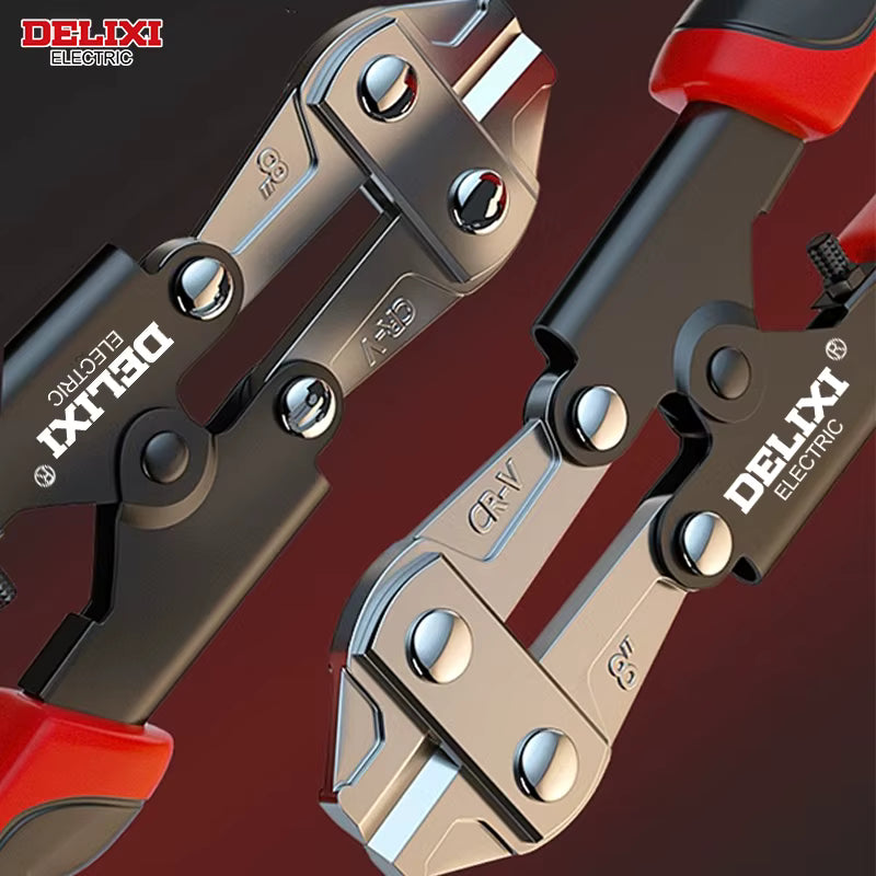 DELIXI 8-Inch Mini Bolt Cutters | 200mm | Alloy Steel Heat-Treated Head | Three-Link Lever Mechanism | 0–2.5mm Wire Shear | 39mm Head Width | Non-Slip Handle | Wire Fencing Chain Lock | 300g