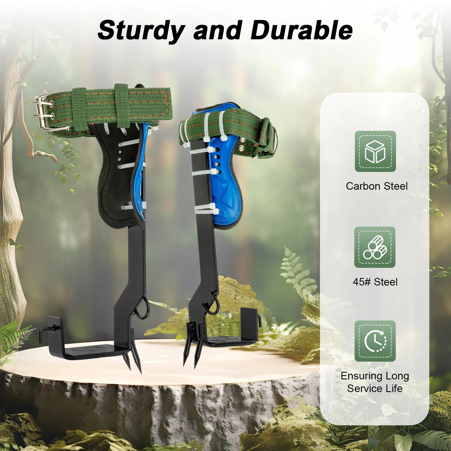 Tree Climbing Spikes Kit with Safety Belt Harness 220Lbs Ergonomic Climbing Gear Arborist Aider Tool for Hunting Logging Picking