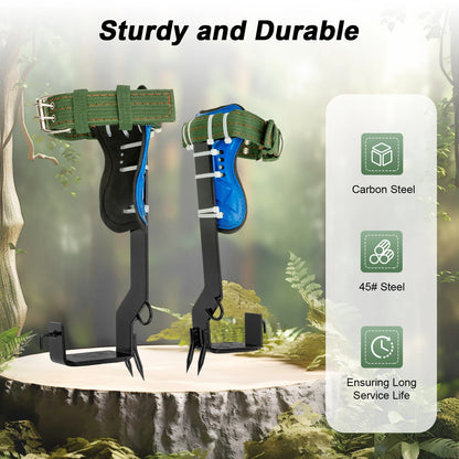Tree Climbing Spikes Kit with Safety Belt Harness 220Lbs Ergonomic Climbing Gear Arborist Aider Tool for Hunting Logging Picking