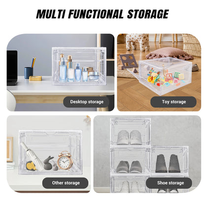 Transparent Shoe Storage Boxes Hard Plastic Stackable Shoe Storage Box Organiser With Magnetic Door
