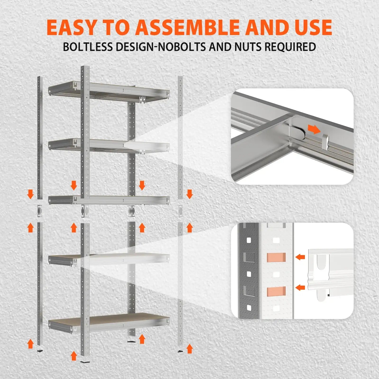 Heavy Duty 5 Tier Garage Shelving Unit Shed Warehouse Workshop Office Storage Shelves Metal Racking, Adjustable