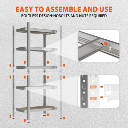 Heavy Duty 5 Tier Garage Shelving Unit Shed Warehouse Workshop Office Storage Shelves Metal Racking, Adjustable