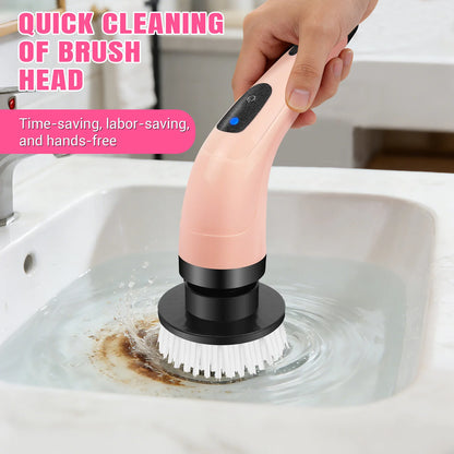 Electric Spin Scrubber, Cordless Cleaning Brush with 9 Replaceable Brush Heads, Dual Speed Power Scrubber with Adjustable Handle