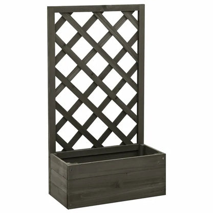 Outdoor Garden Trellis Planter Box For Tall Plants Courtyard Decoration Plant Rack Fir Wood 50x25x90 cm - Grey