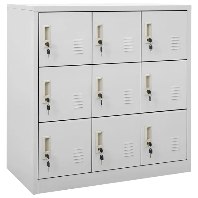 Locker Cabinet Organiser And Storage With Locks And Doors For Living Room Office - Light Grey 90x45x92.5 cm Steel