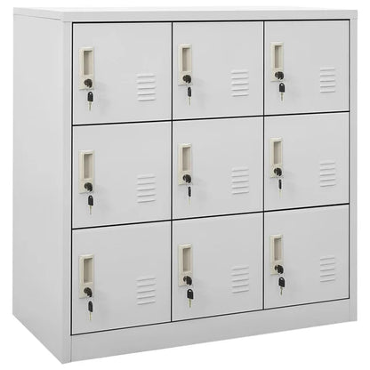 Locker Cabinet Organiser And Storage With Locks And Doors For Living Room Office - Light Grey 90x45x92.5 cm Steel