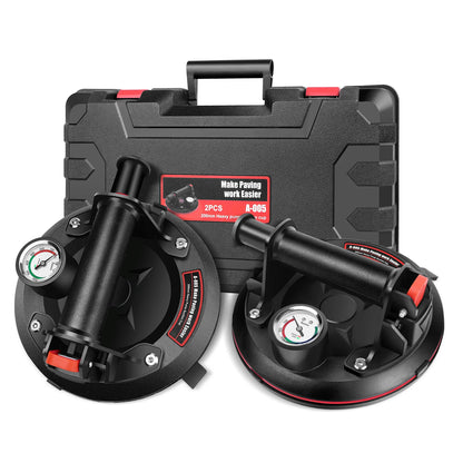 Set of 2 Suction Cup Lifters Glass Suction Cups With Pressure Gauge, Tile Lifter Vacuum Suction, Max. Load Capacity 400Kg