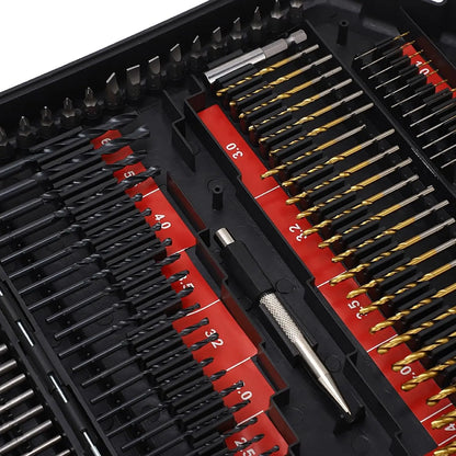 246 Piece HSS Twist Drill Bit Combination Tool Set Woodworking Hole Opener Cement Construction Flat Head