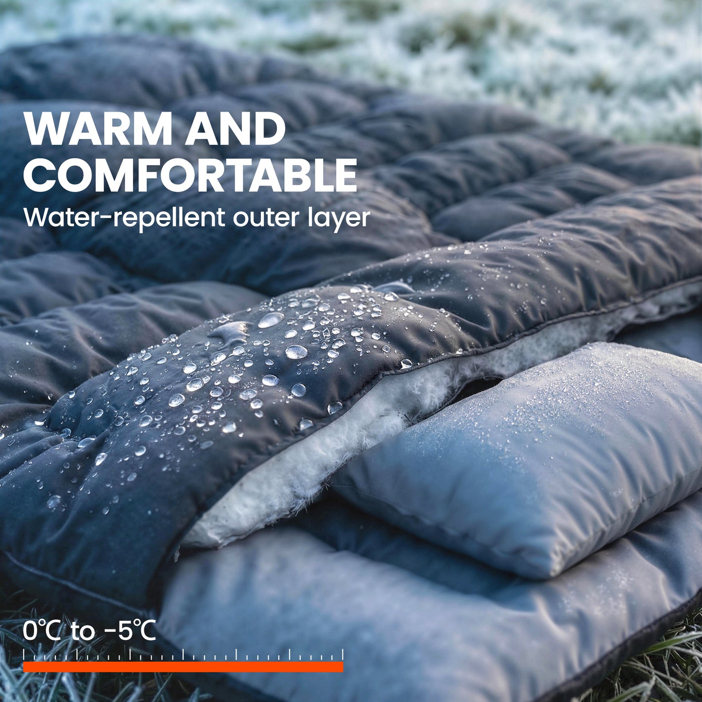 Outsunny Double Sleeping Bag with 2 Pillows, 220 x 160 cm Extra-Large Sleeping Bag for Adults