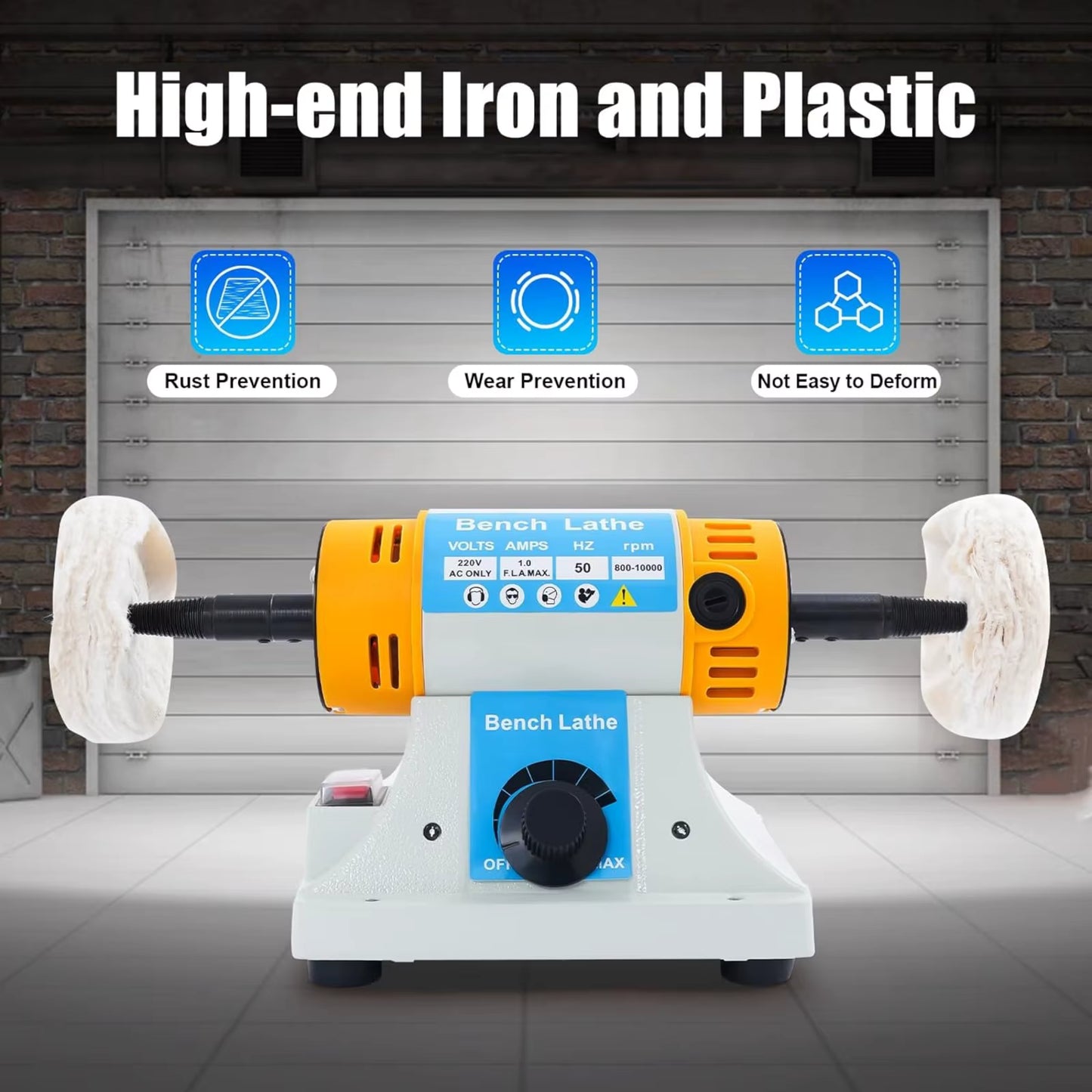 320W Bench Polisher & Buffer Machine – 800-10000RPM Variable Speed, Dual Spindle, For Metal, Wood, Jade & Plastic