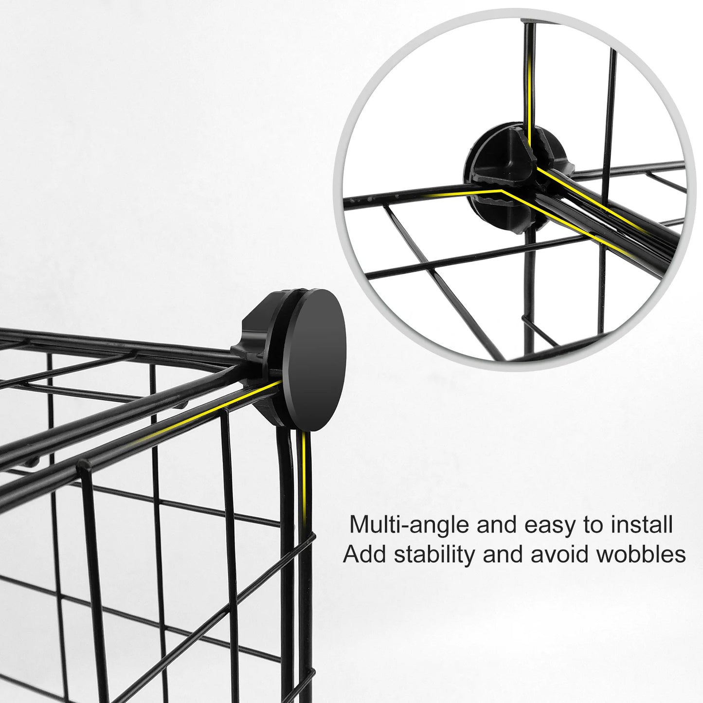 6 Cube Wire Cube Shelving Rack Bookshelf Storage Organiser Metal Grids Bookcase DIY Interlocking Shelf Unit System, Black