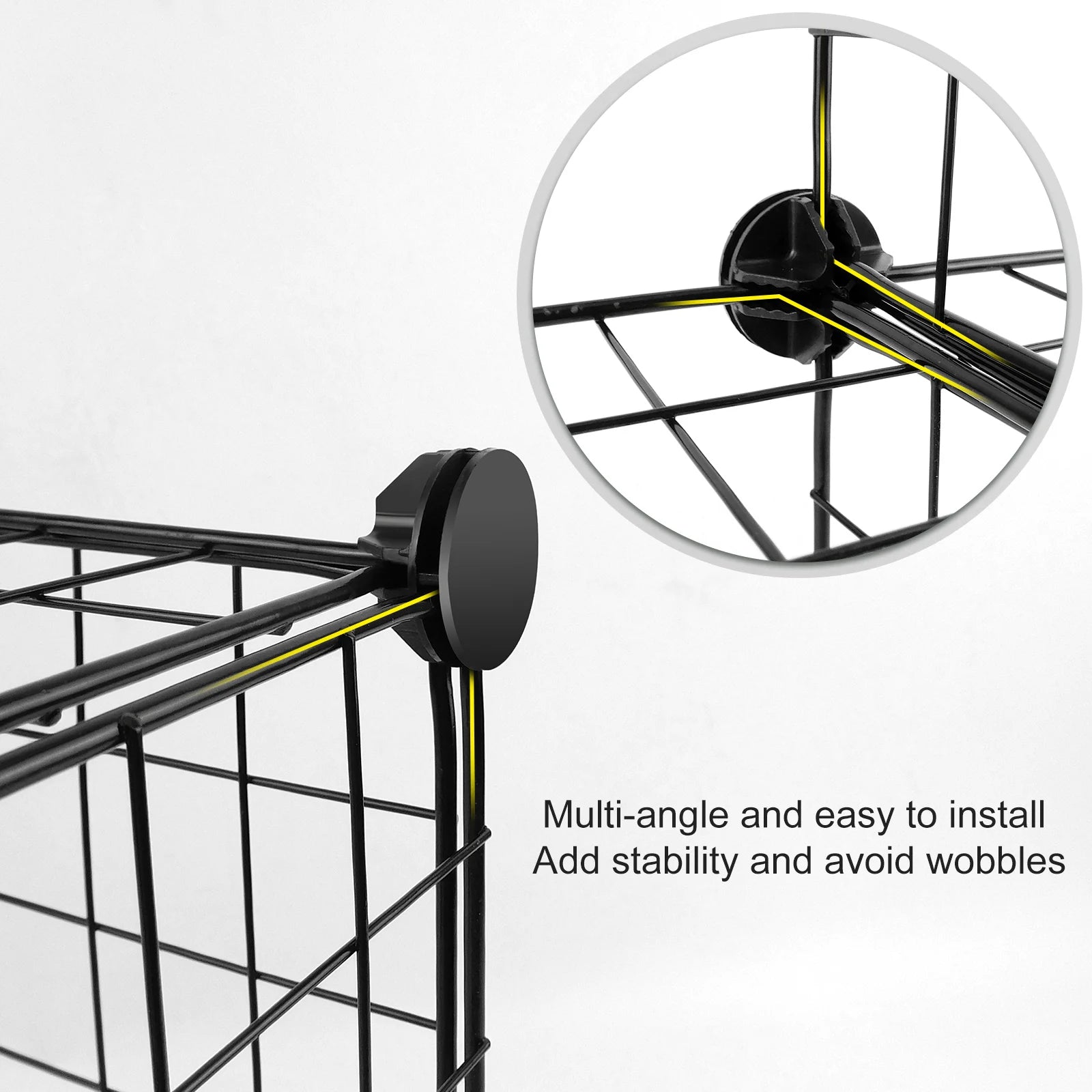 6 Cube Wire Cube Shelving Rack Bookshelf Storage Organiser Metal Grids Bookcase DIY Interlocking Shelf Unit System, Black
