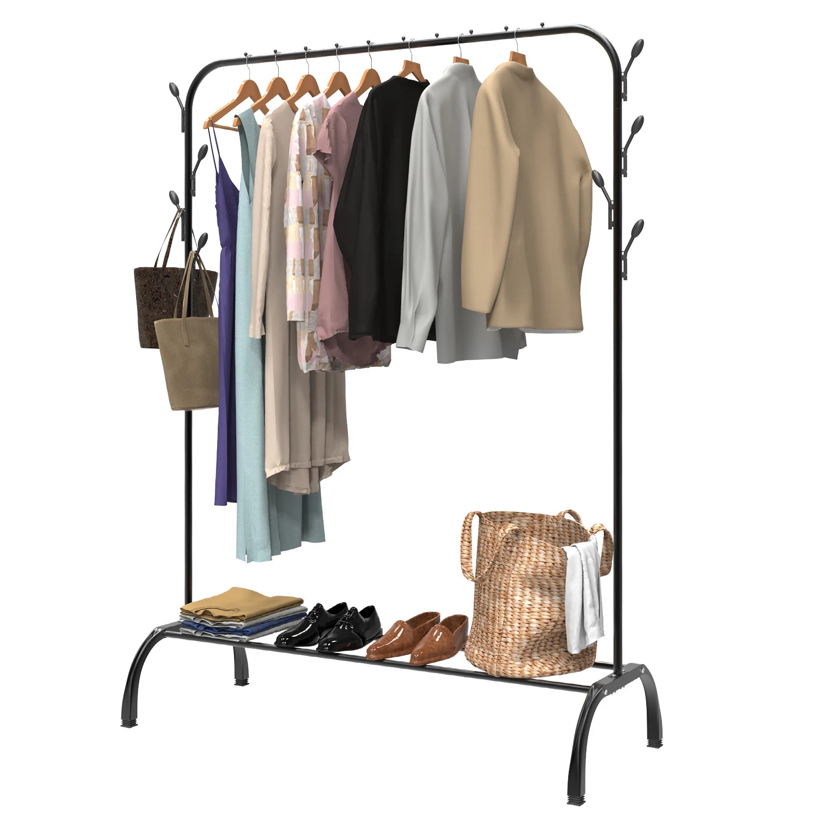 2-In-1 Clothes Drying Rail Rack Folding Clothes Airer Dryer Organiser For Laundry, Space Saving Non-Slip Feet For Hangers In / Outdoor