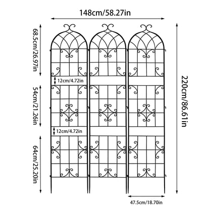 3 Packs Tall Metal Garden Trellis for Climbing Plants Vegetables Vines Rustproof Outdoor Plant Support Fences