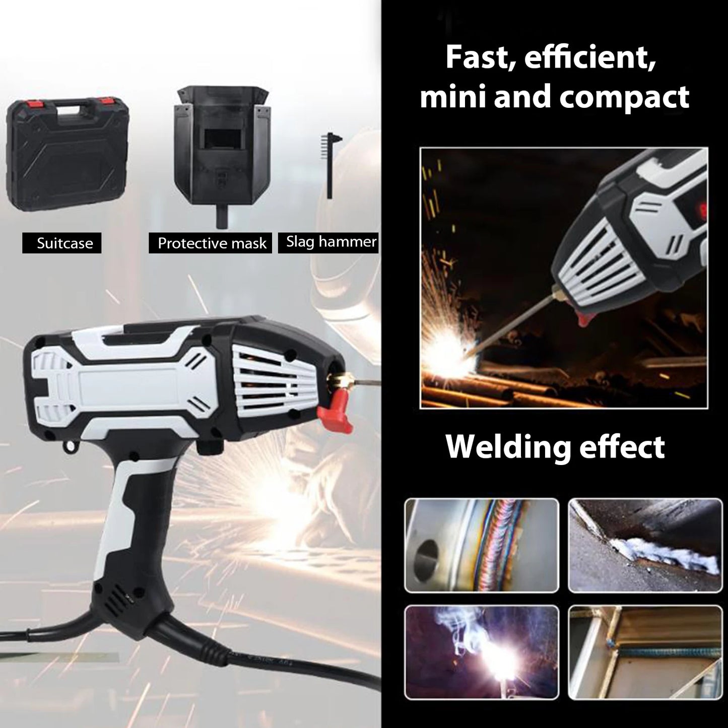 Electric Handheld Arc Welder with Adjustable Current for Home DIY Repair(Silver)