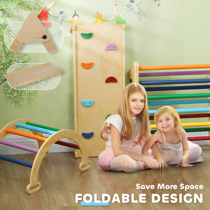 AIYAPLAY 5 in 1 Toddler Climbing Frame with Ramp, Arch, for 18-48 Months, Multicolour