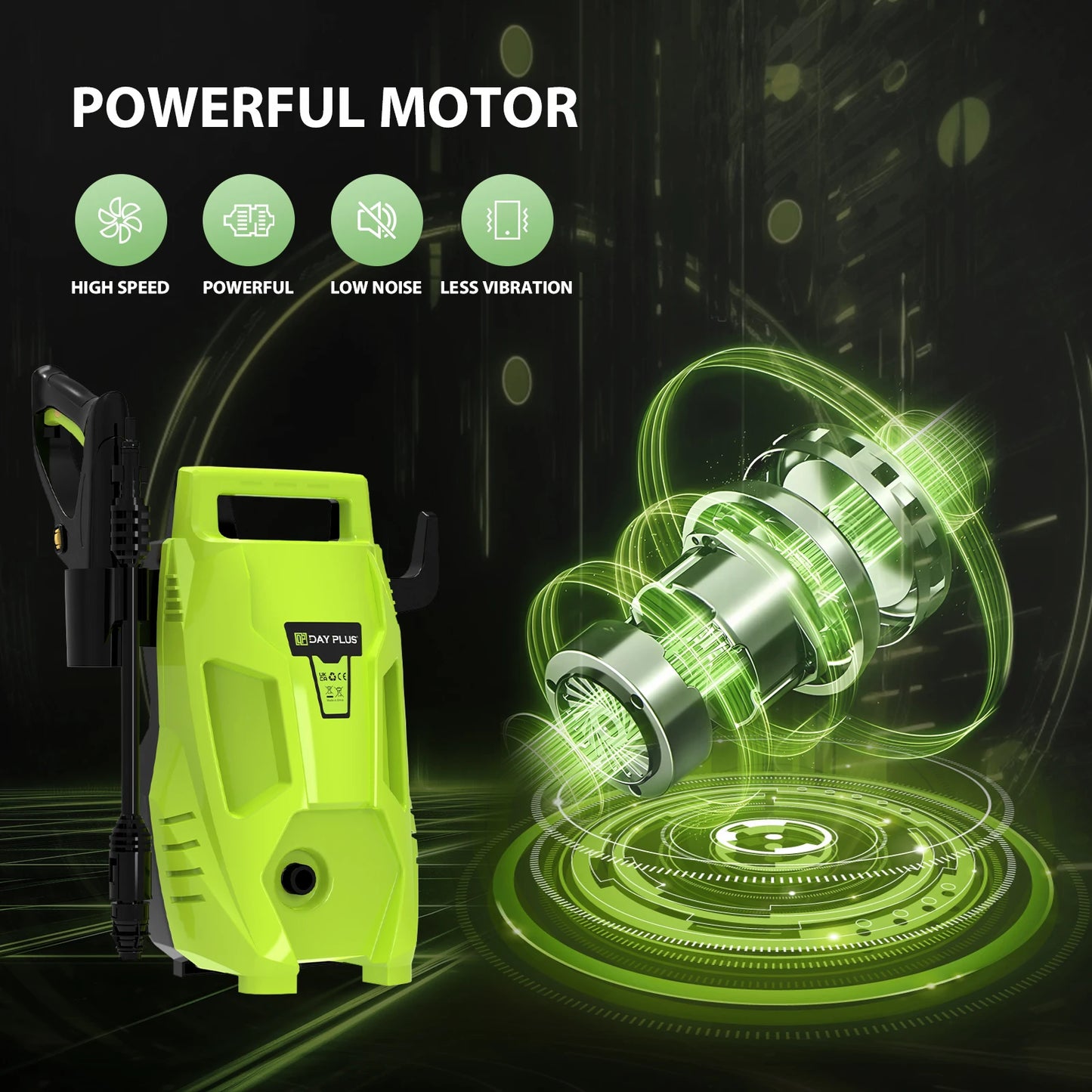 Dayplus High Pressure Washer, Multi-In-1 Power Jet Nozzle, Portable Electric Jet Washer for Cars Home Patio