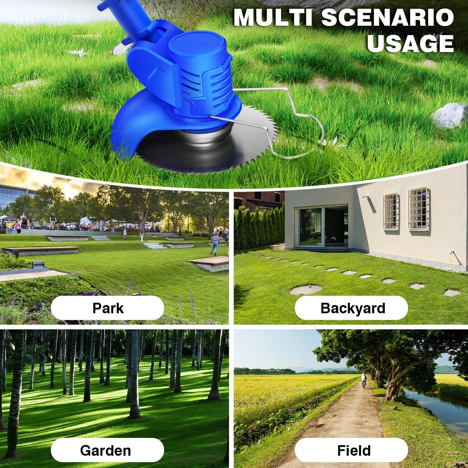 Electric Garden Cordless Strimmer Lawn Kit With Blades, Detachable Grass Trimmer with 21V Li-Ion Batteries & Charger