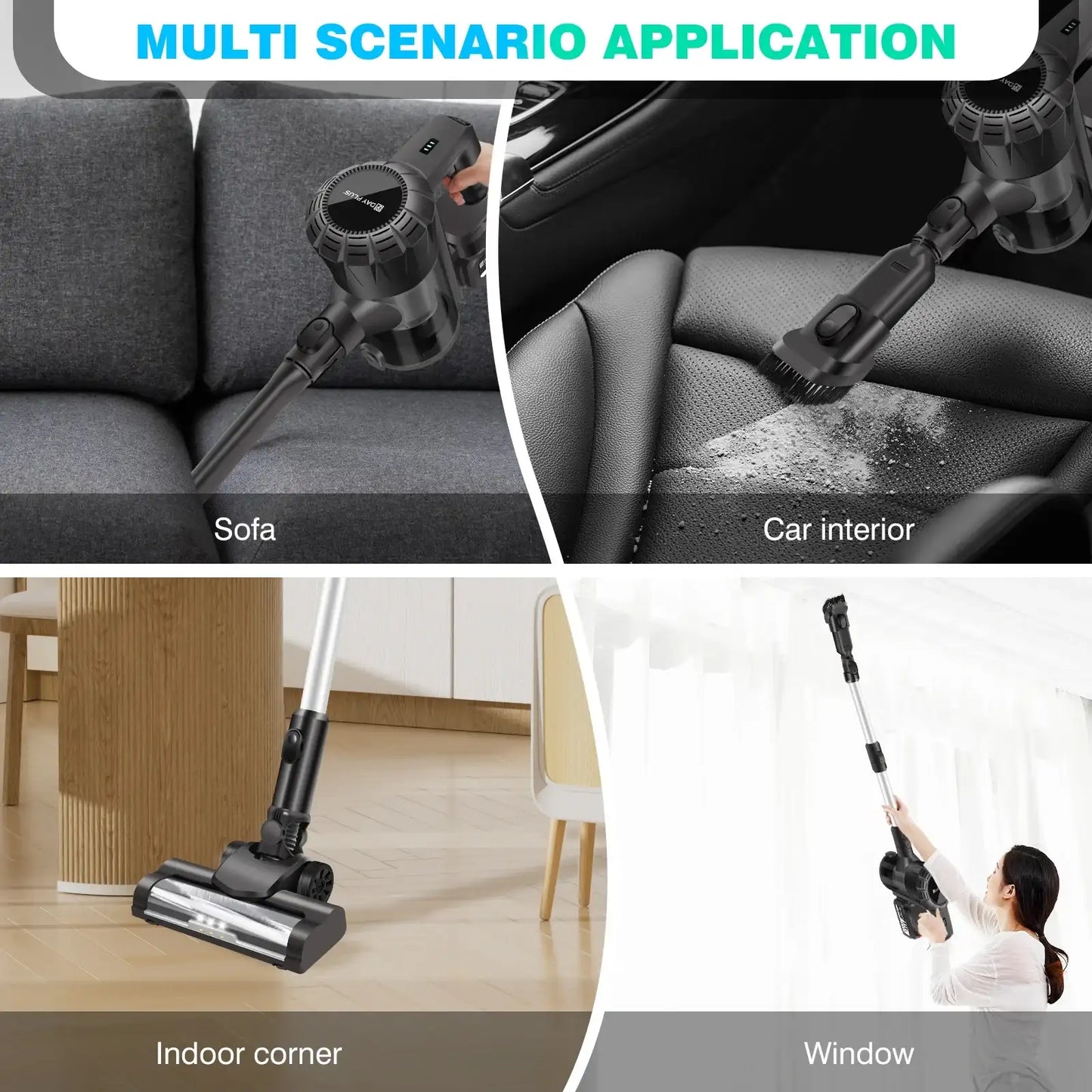 Dayplus Cordless Upright Stick Vacuum Cleaner,3 in 1 Wireles Handheld Vacuum Cleaner 130000RPM Brushless for Carpets, Hard Floor