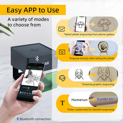 Mini Portable Laser Engraver Diy Bluetooth Machine Painted Dog Tag Paper Leather Wooden Plastic Logo CNC Machine