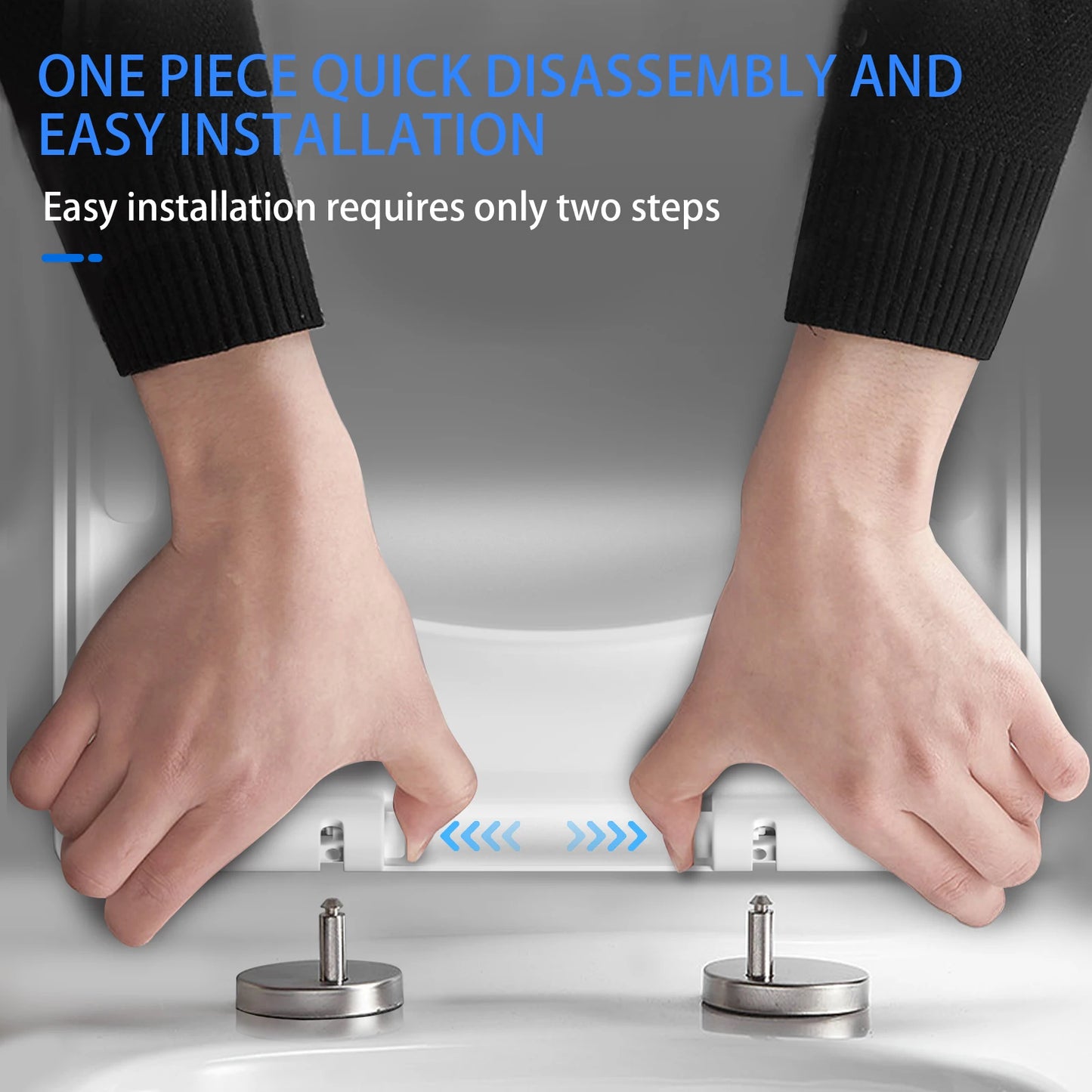 Dayplus Square Toilet Lid Clip-On Toilet Seat Easy Clean Bathroom Seat with Quick Release Soft Close Top Fixing Anti-Bacterial