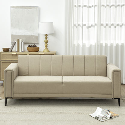3 Seater Sofa, Modern Fabric Sofa Couch, Channel Tufted Upholstered Sofa Settee for Living Room, Guest Room, Bedroom, Home Office