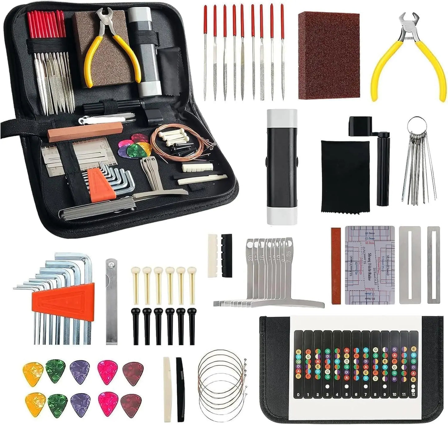 2026 72PCS Guitar Repair Tool Kit Guitar Maintenance Tool Set for Guitar Ukulele Bass Banjo Luthier Tools Guitar Repair Tool Kit