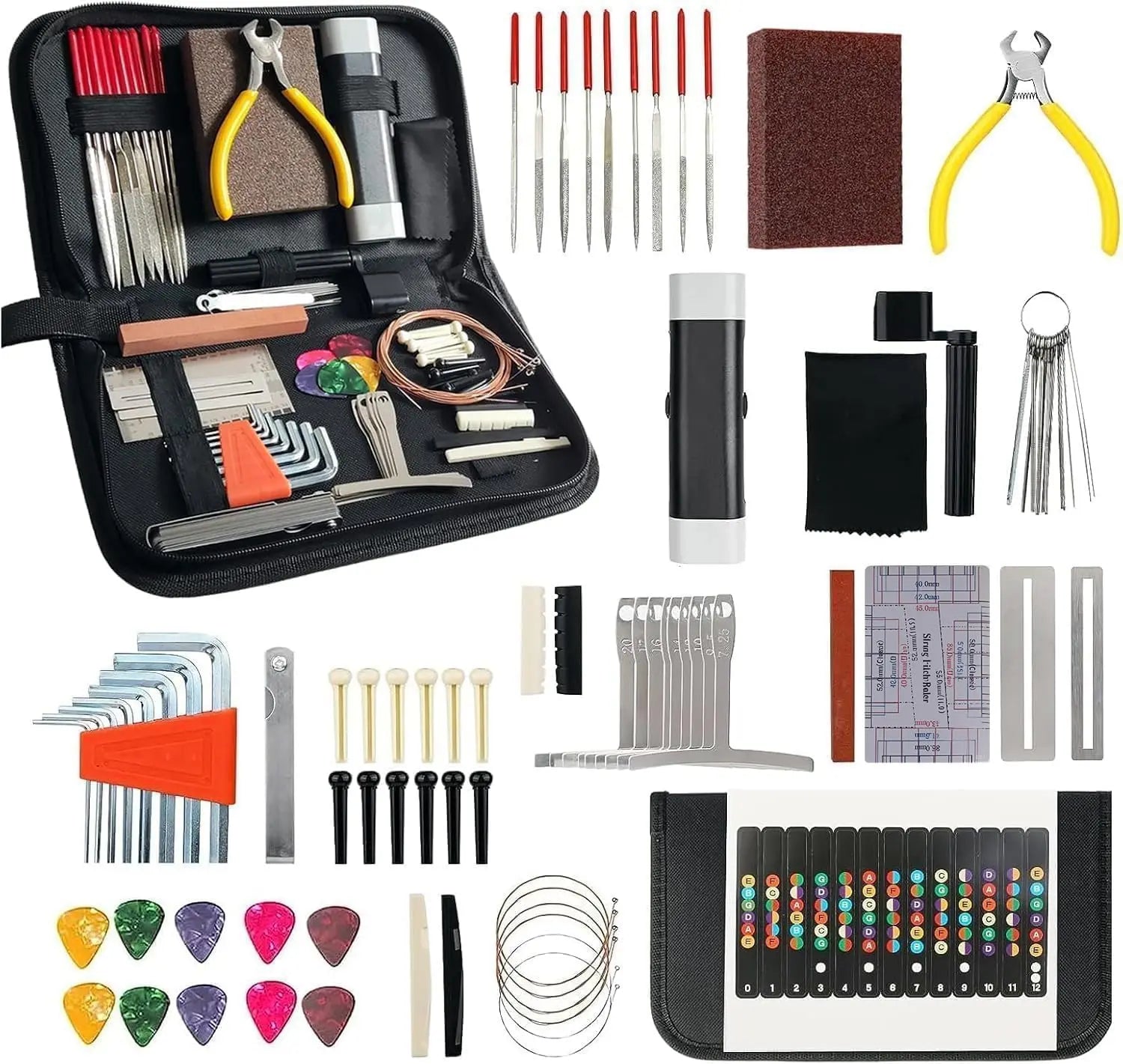 2026 72PCS Guitar Repair Tool Kit Guitar Maintenance Tool Set for Guitar Ukulele Bass Banjo Luthier Tools Guitar Repair Tool Kit