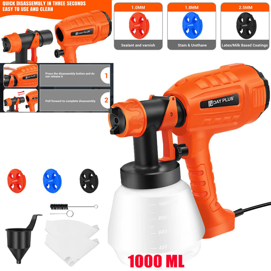 Dayplus 3 Spray Patterns Electric Paint Sprayer, Fence Paint Sprayer, 1000Ml for Fencing and Decking, Spray Gun Handheld