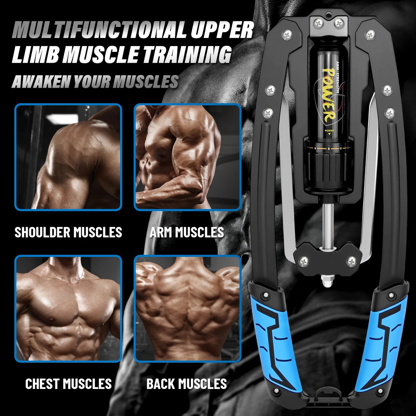 Power Twister, Adjustable Hydraulic Resistance Weight Training Spring Chest Exerciser Expander 10-200Kg, Fitness Arm Exercise Equipment