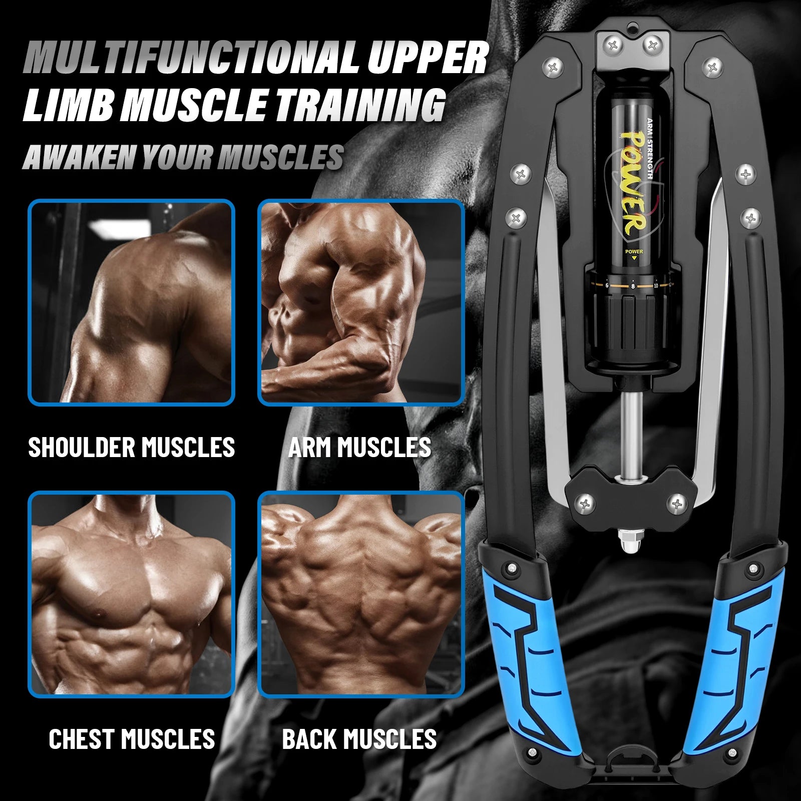 Power Twister, Adjustable Hydraulic Resistance Weight Training Spring Chest Exerciser Expander 10-200Kg, Fitness Arm Exercise Equipment