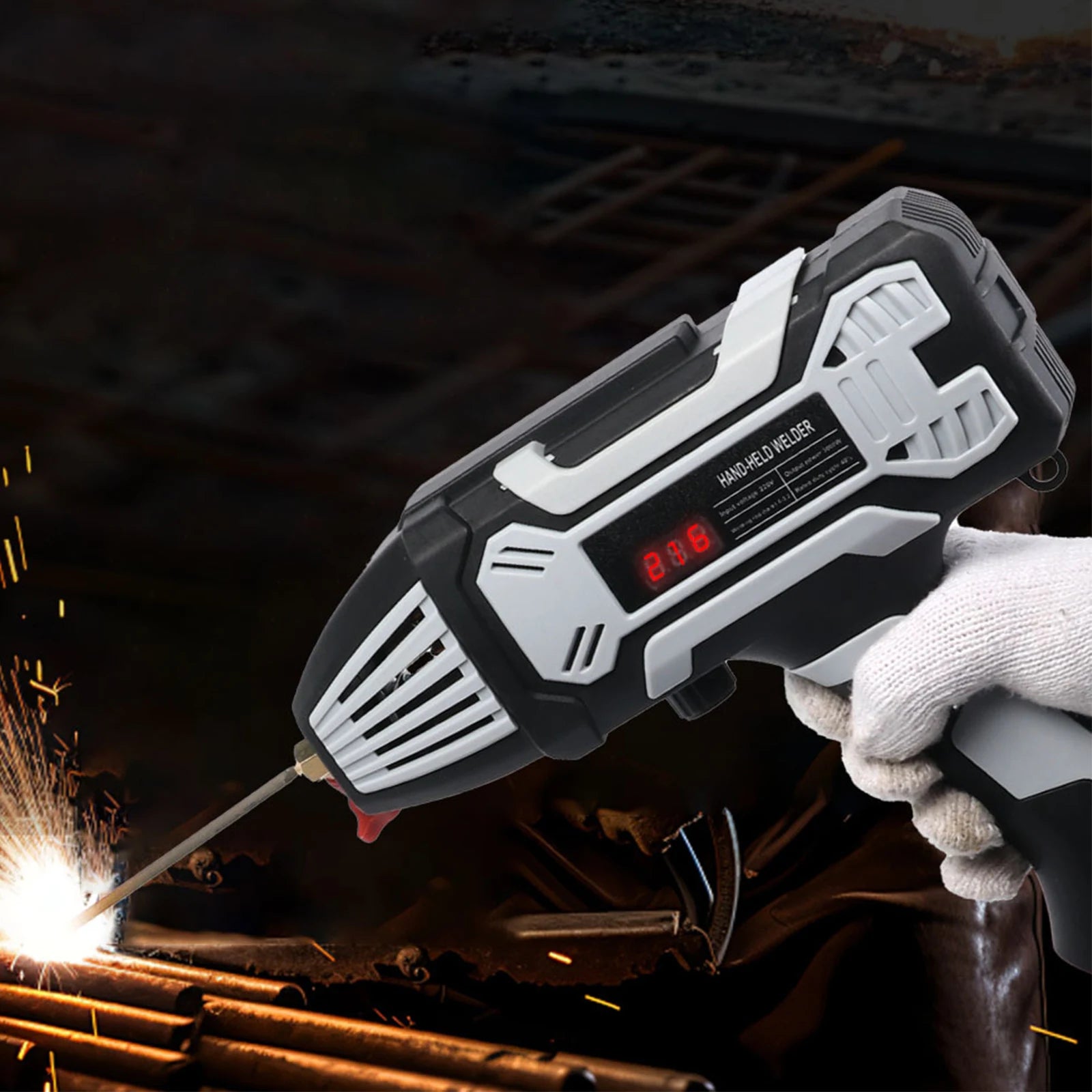 Electric Handheld Arc Welder with Adjustable Current for Home DIY Repair(Silver)