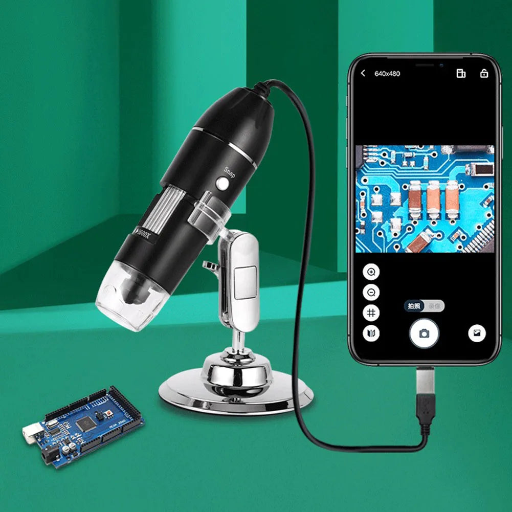 Digital Microscope Camera with Stand Portable Electronic Microscope 500X 1000X 1600X for Mobile Phone PC