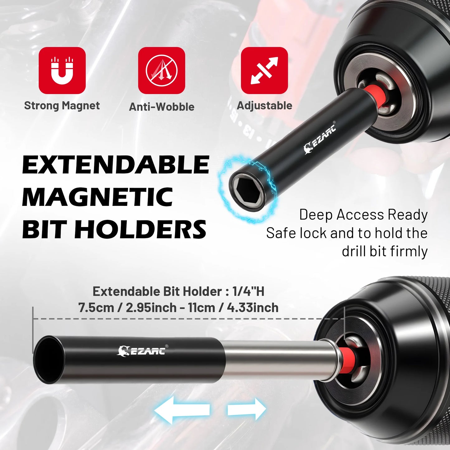 EZARC 14 Piece Impact Socket Adapter Set Square Drive Socket Adapter, Quick-Release & Magnetic Drill Bit Extension