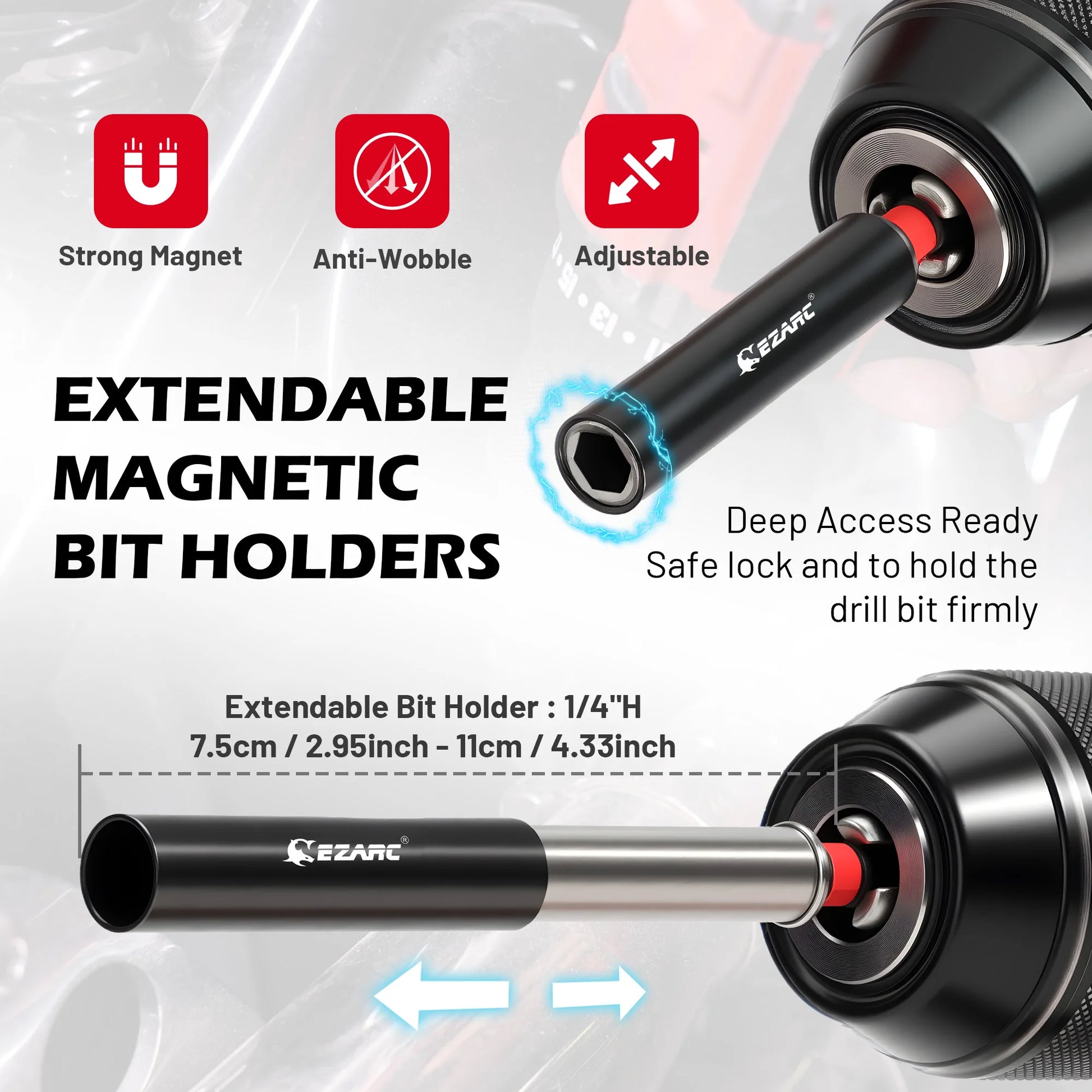 EZARC 14 Piece Impact Socket Adapter Set Square Drive Socket Adapter, Quick-Release & Magnetic Drill Bit Extension