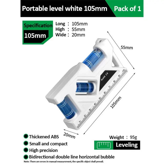 Portable Magnetic Pocket Spirit Level Mini Protractor With Metric Ruler Woodworking Level, Horizontal And Vertical Measure