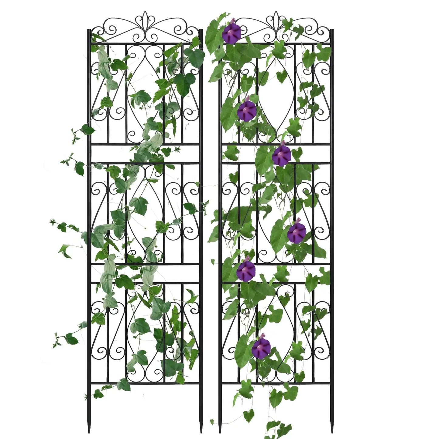 Pack Of 2 Tall Garden Trellis for Climbing Plants Metal Plant Support Fence Rustproof 