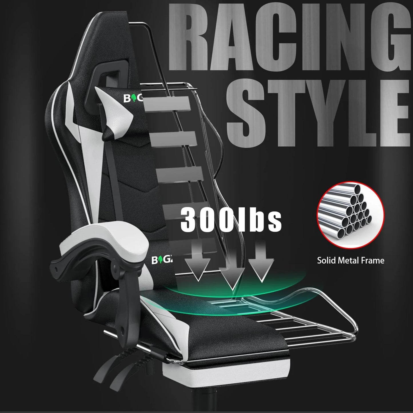 Racing Gaming Chair With Footrest Ergonomic With Lumbar Cushion Headrest Height Adjustable Computer Gamer Chairs