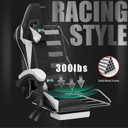 Racing Gaming Chair With Footrest Ergonomic With Lumbar Cushion Headrest Height Adjustable Computer Gamer Chairs