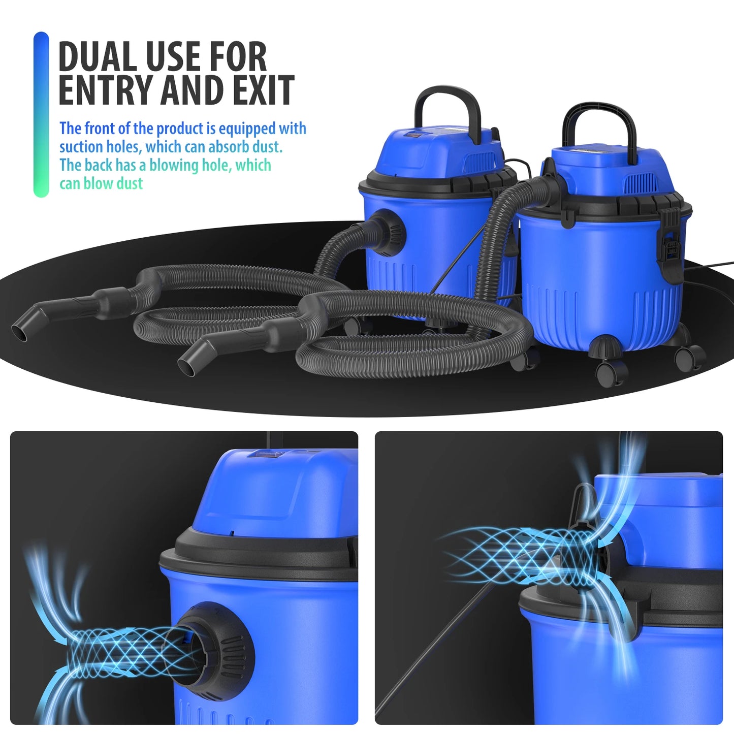 Dayplus Industrial Vacuum Cleaner Hoover Wet and Dry 4800W Powerful Suction Bagless, 16Kpa, 15 Litre Capacity, 