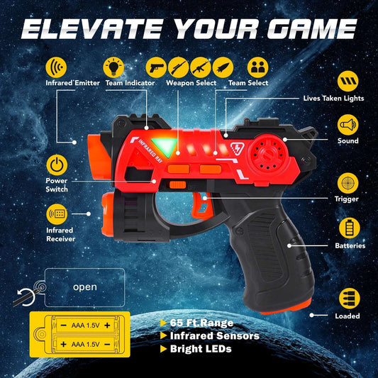 VATOS Laser Tag Guns Set 2 Or 4 Infrared Mini Laser Tag Blaster for Kids with Badges Indoor Outdoor Shooting Game Toy for Boys Girls