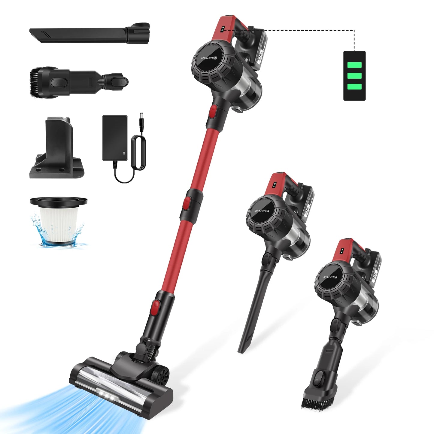 Cordless Vacuum Cleaner,3800W 6 in 1 Lightweight Handheld Stick Vacuum,2 Speed 30Kpa, For Home Floor Carpet Car Pet Hair