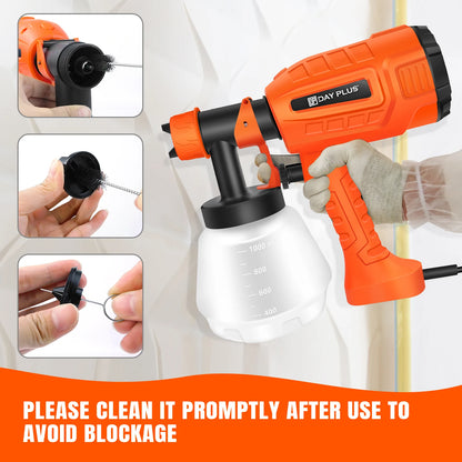 Dayplus 3 Spray Patterns Electric Paint Sprayer, Fence Paint Sprayer, 1000Ml for Fencing and Decking, Spray Gun Handheld