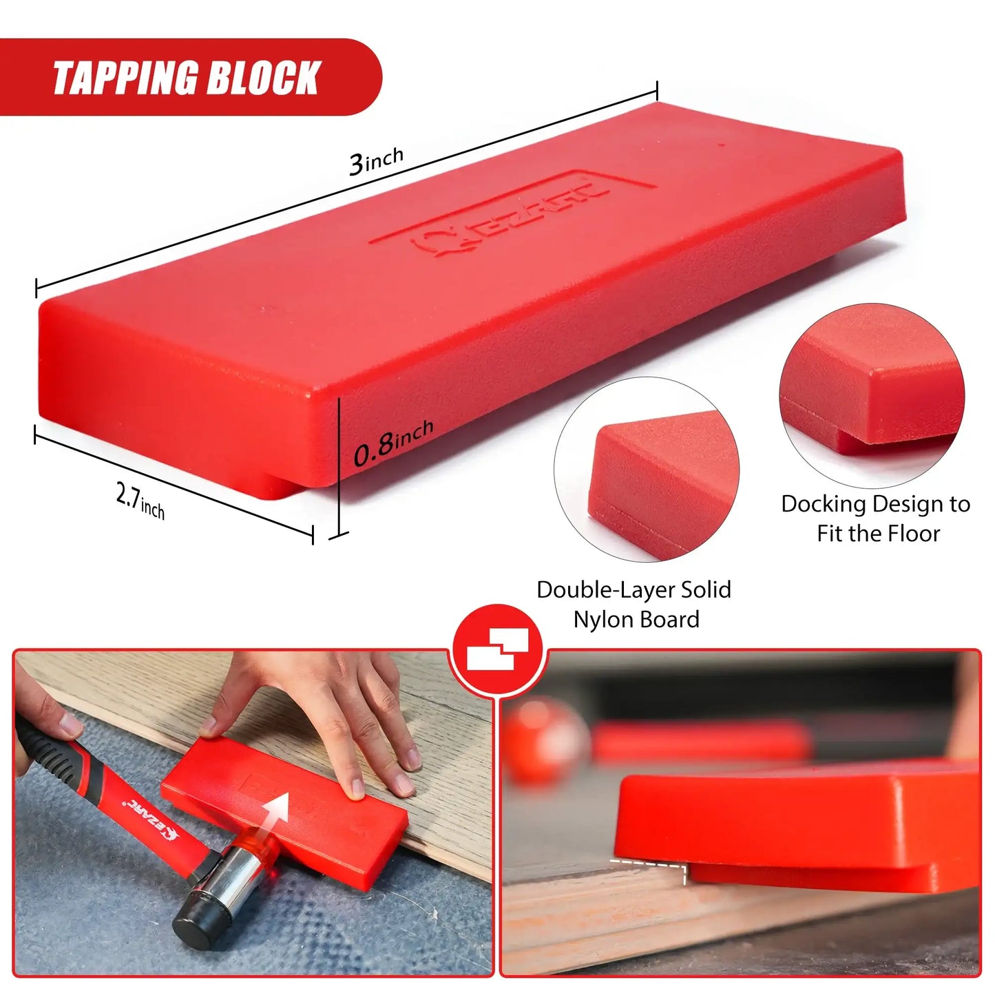 EZARC 55PCS Flooring Tools for Vinyl Plank & Laminate with Heavy Duty Pull Bar, Tapping Block, Knee Pads, Nail Puller, Spacers