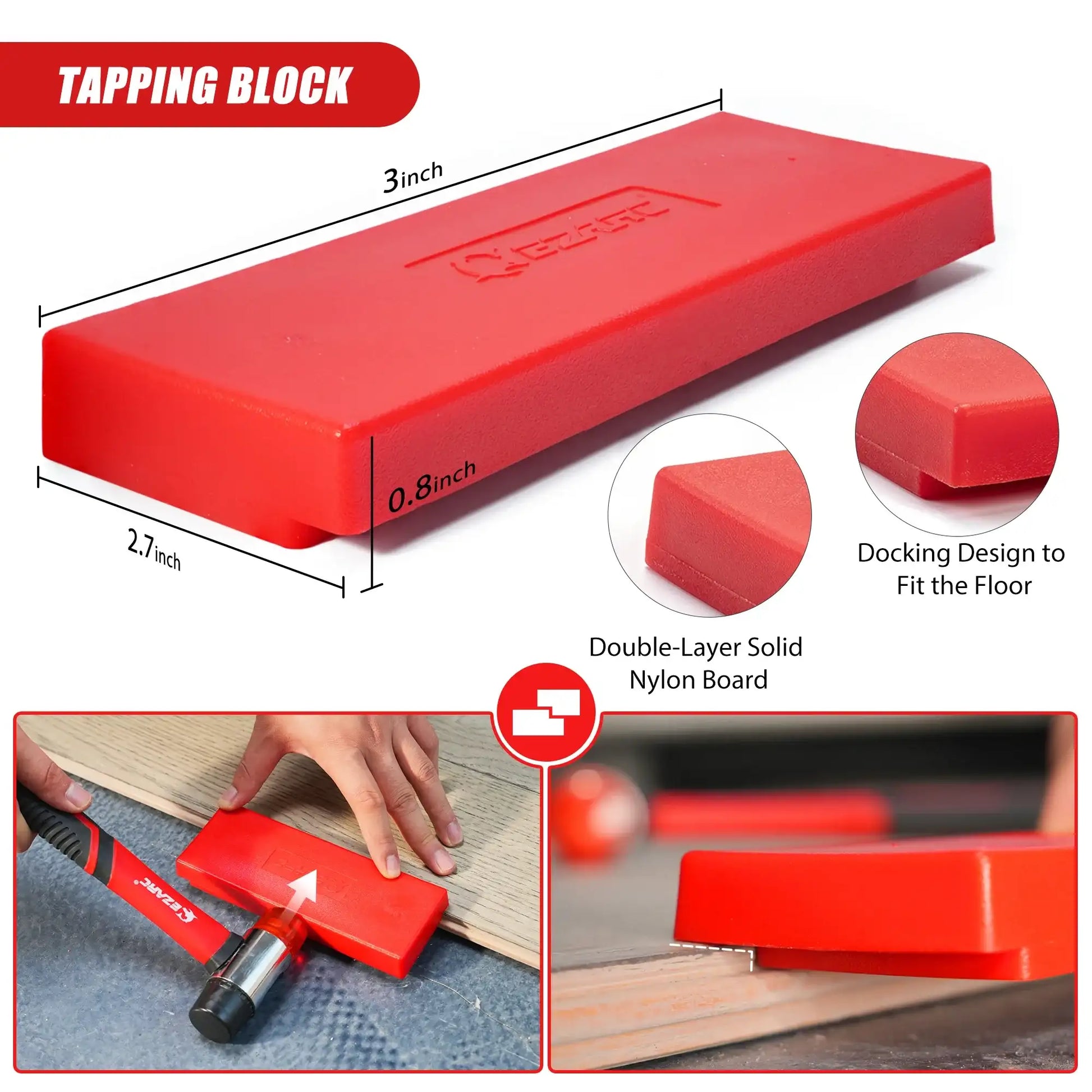 EZARC 55PCS Flooring Tools for Vinyl Plank & Laminate with Heavy Duty Pull Bar, Tapping Block, Knee Pads, Nail Puller, Spacers